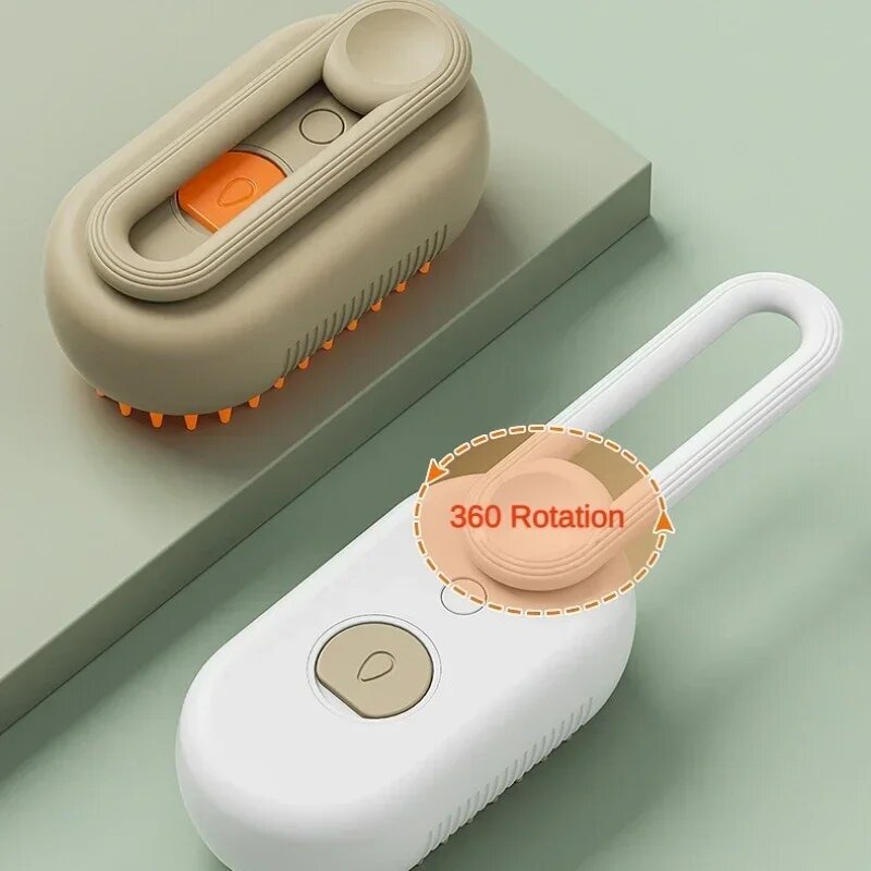 The DreamAnimal listing photo: the white steam brush with an orange head and a rotating handle.